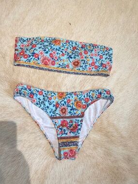 Bandeau Top High Waisted Bathing Suit Sz L